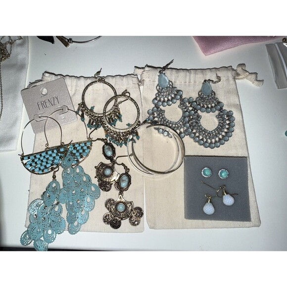 Huge Jewelry Lot, Turquoise, Amazonite, Fashion Boho Necklace Earring Ring Sets - Picture 2 of 16